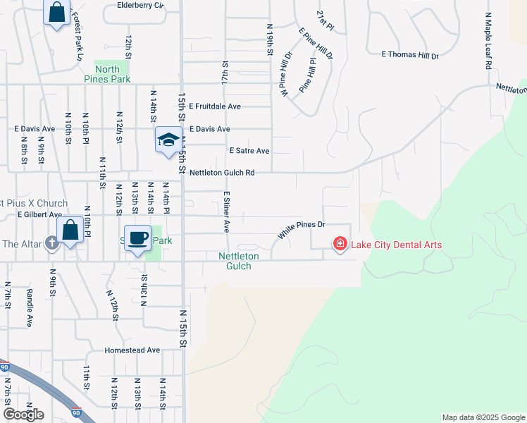 map of restaurants, bars, coffee shops, grocery stores, and more near 1721 East Gilbert Avenue in Coeur d'Alene