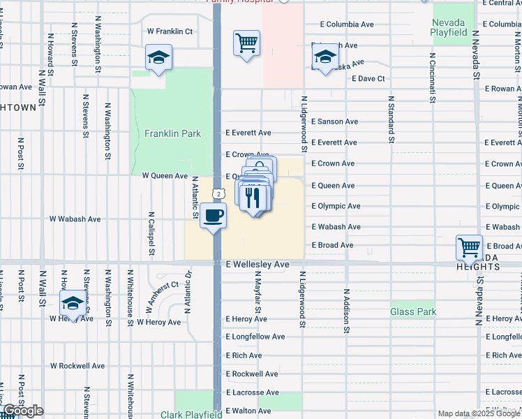 map of restaurants, bars, coffee shops, grocery stores, and more near 4750 North Division Street in Spokane