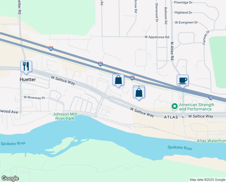 map of restaurants, bars, coffee shops, grocery stores, and more near 3925 West Ellisport Way in Coeur d'Alene