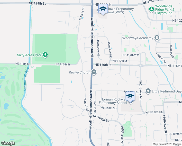 map of restaurants, bars, coffee shops, grocery stores, and more near 11500 Redmond-Woodinville Road Northeast in Redmond