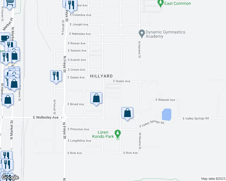 map of restaurants, bars, coffee shops, grocery stores, and more near 4911 North Florida Street in Spokane
