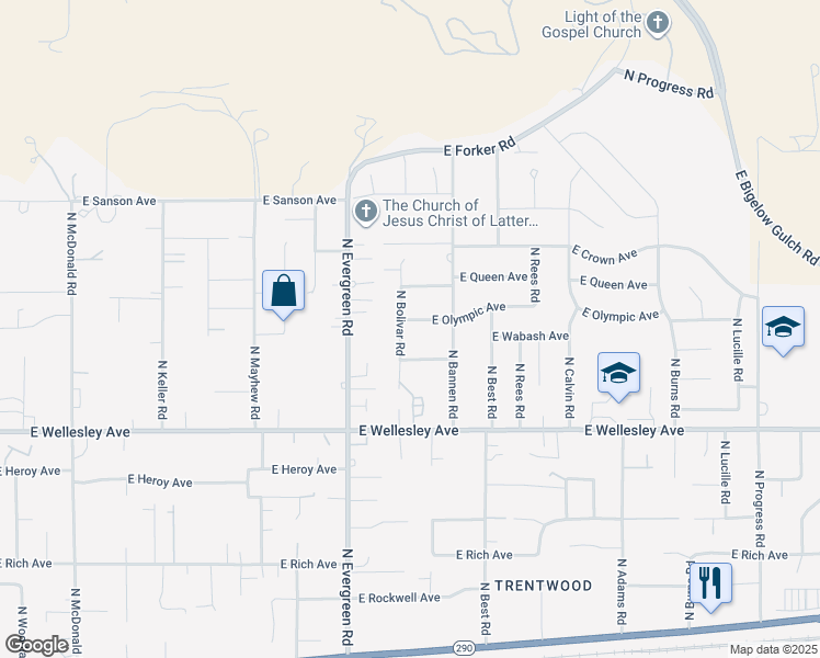 map of restaurants, bars, coffee shops, grocery stores, and more near 14104 East Olympic Avenue in Spokane Valley