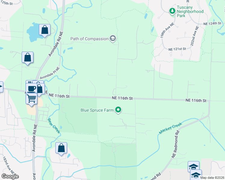 map of restaurants, bars, coffee shops, grocery stores, and more near 11623 194th Avenue Northeast in Redmond