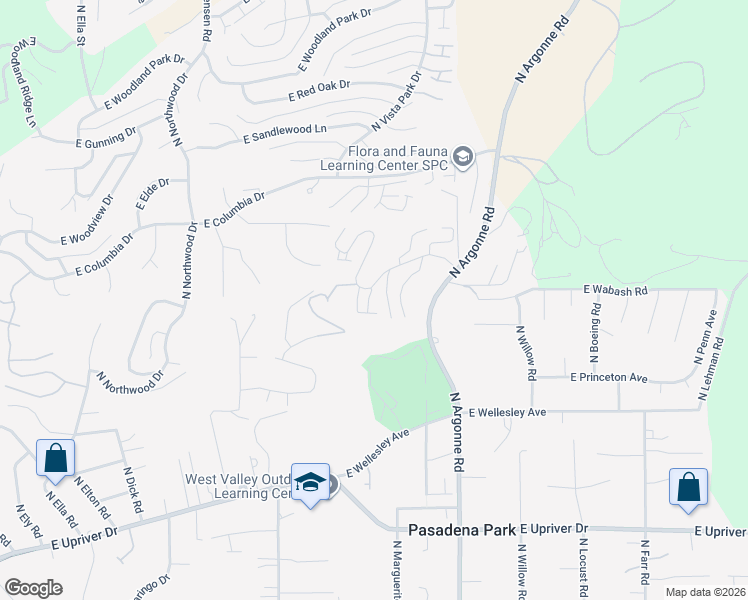 map of restaurants, bars, coffee shops, grocery stores, and more near 5107 North Argonne Lane in Spokane