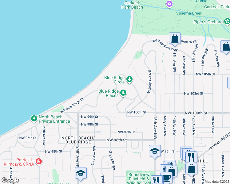 map of restaurants, bars, coffee shops, grocery stores, and more near 10246 Belgrove Court Northwest in Seattle