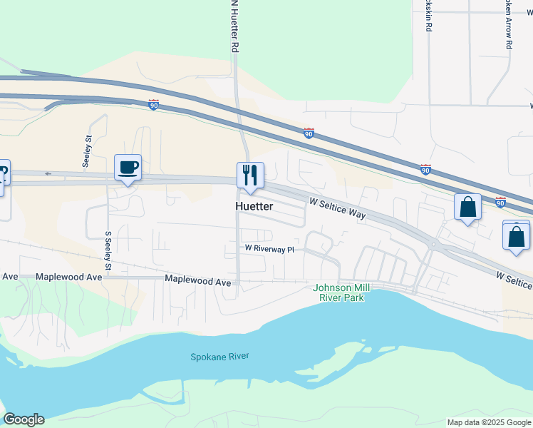 map of restaurants, bars, coffee shops, grocery stores, and more near 4655 West Reeves Street in Coeur d'Alene
