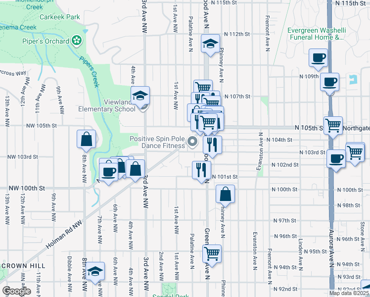 map of restaurants, bars, coffee shops, grocery stores, and more near 10306 Holman Road Northwest in Seattle