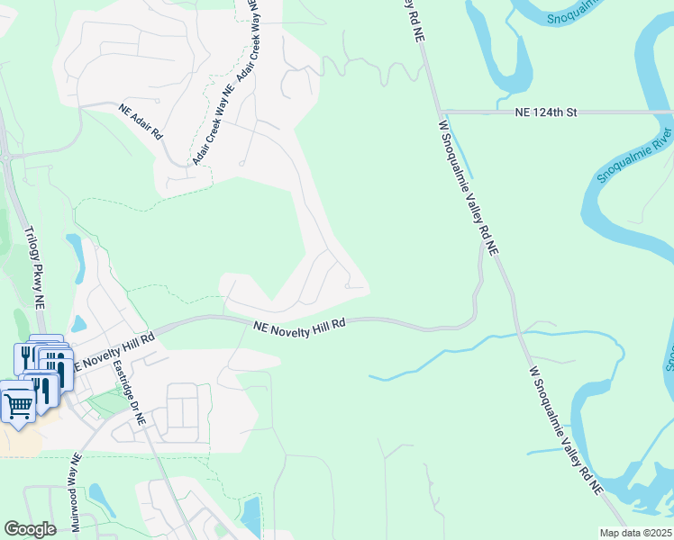 map of restaurants, bars, coffee shops, grocery stores, and more near 24589 Northeast 118th Place in Redmond