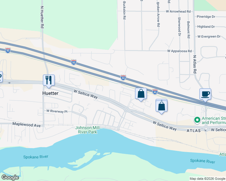 map of restaurants, bars, coffee shops, grocery stores, and more near 3578 N Sunapee Loop in Coeur d'Alene