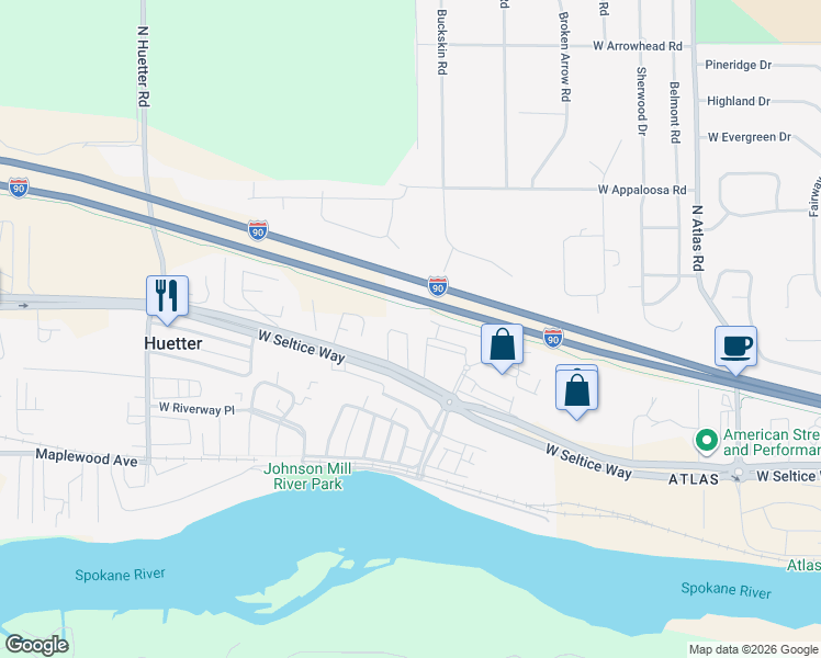 map of restaurants, bars, coffee shops, grocery stores, and more near 3578 N Sunapee Loop in Coeur d'Alene