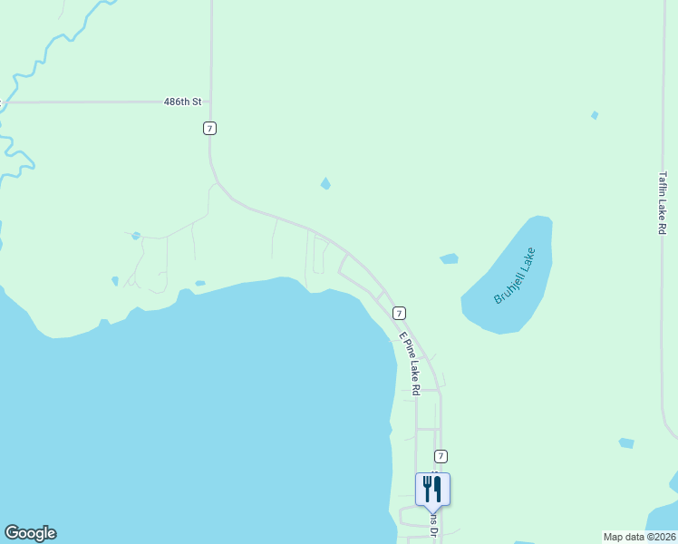 map of restaurants, bars, coffee shops, grocery stores, and more near 48115 East Pine Lake Road in Gonvick