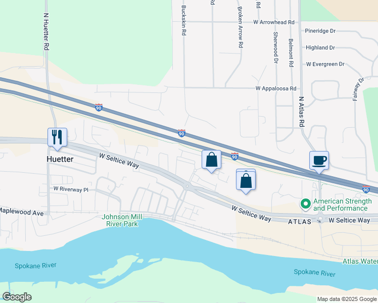 map of restaurants, bars, coffee shops, grocery stores, and more near 4160 North Idaho Centennial Trail in Coeur d'Alene