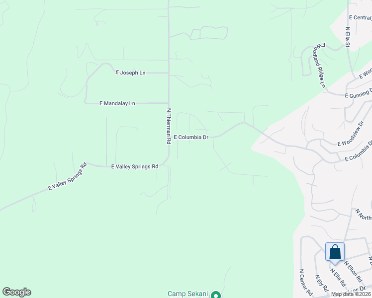 map of restaurants, bars, coffee shops, grocery stores, and more near 5614 North Thierman Road in Spokane