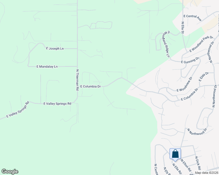 map of restaurants, bars, coffee shops, grocery stores, and more near 5404 North Radium Lane in Spokane