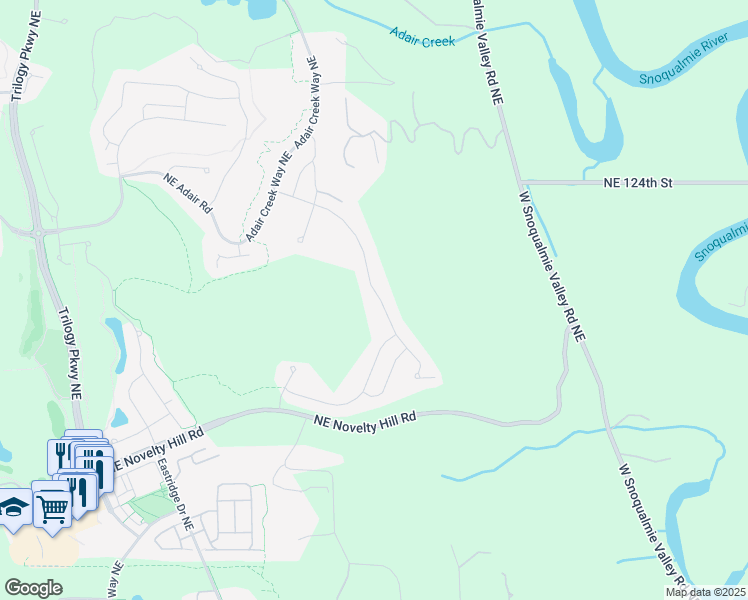 map of restaurants, bars, coffee shops, grocery stores, and more near 12034 Big Leaf Way Northeast in Redmond