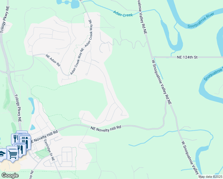 map of restaurants, bars, coffee shops, grocery stores, and more near 12034 Big Leaf Way Northeast in Redmond