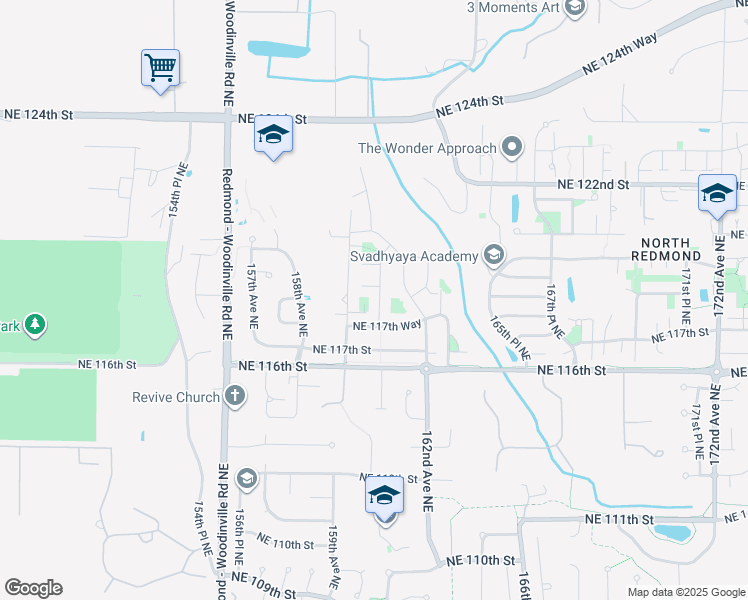 map of restaurants, bars, coffee shops, grocery stores, and more near 11847 160th Avenue Northeast in Redmond