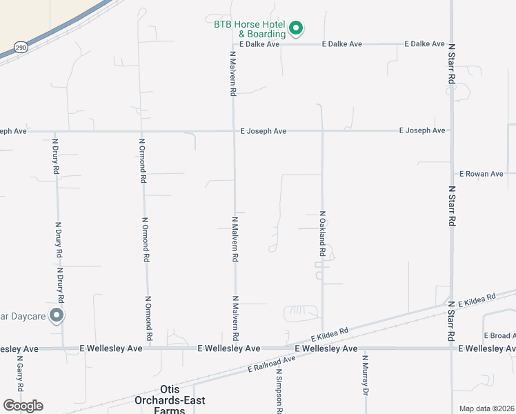 map of restaurants, bars, coffee shops, grocery stores, and more near 5410 N Malvern Rd in Otis Orchards-East Farms