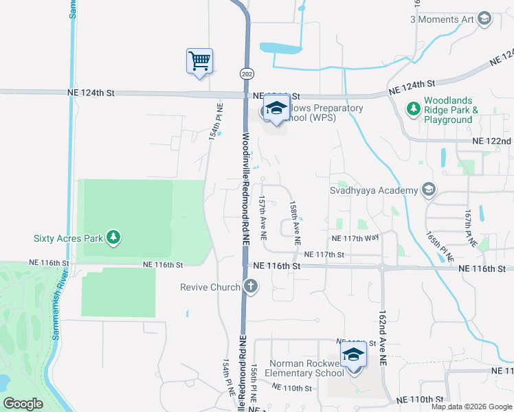 map of restaurants, bars, coffee shops, grocery stores, and more near 11803 157th Avenue Northeast in Redmond