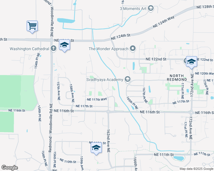 map of restaurants, bars, coffee shops, grocery stores, and more near 11882 161st Avenue Northeast in Redmond