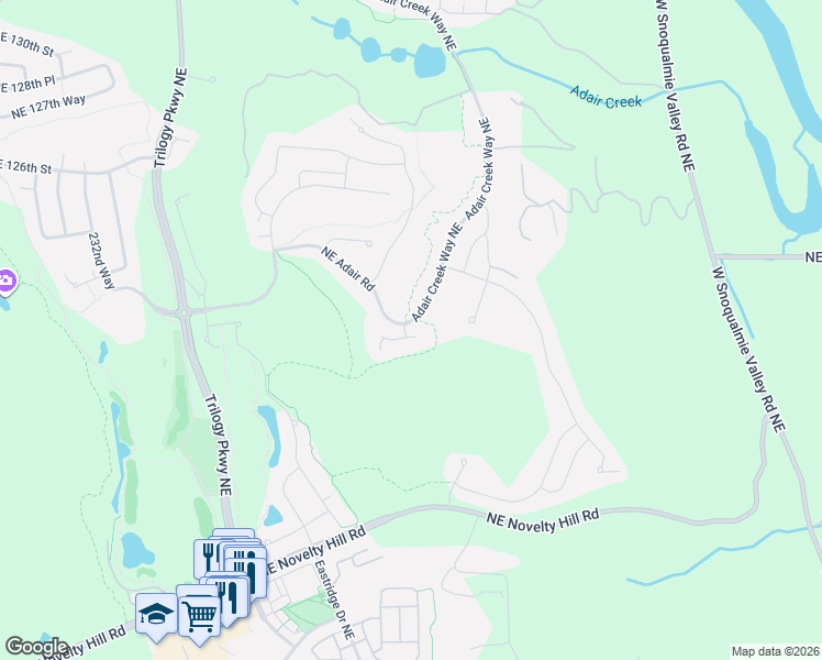 map of restaurants, bars, coffee shops, grocery stores, and more near 24174 Northeast 122nd Street in Redmond