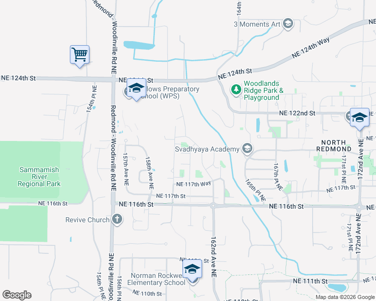 map of restaurants, bars, coffee shops, grocery stores, and more near 15977 Northeast 120th Street in Redmond