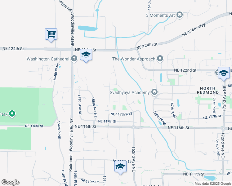 map of restaurants, bars, coffee shops, grocery stores, and more near 15977 Northeast 120th Street in Redmond