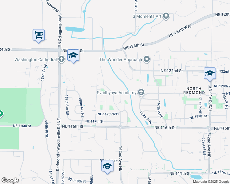 map of restaurants, bars, coffee shops, grocery stores, and more near 11986 161st Avenue Northeast in Redmond