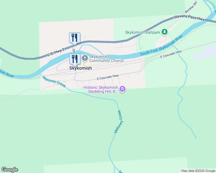 map of restaurants, bars, coffee shops, grocery stores, and more near 114 South 1st Street in Gold Bar