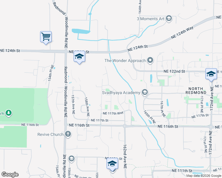map of restaurants, bars, coffee shops, grocery stores, and more near 15977 Northeast 120th Street in Redmond