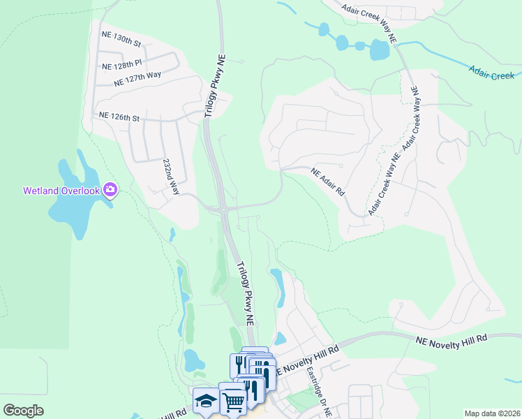 map of restaurants, bars, coffee shops, grocery stores, and more near 23554 Northeast 122nd Court in Redmond
