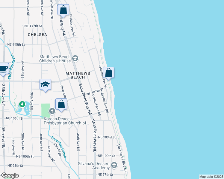 map of restaurants, bars, coffee shops, grocery stores, and more near 10660 Riviera Place Northeast in Seattle