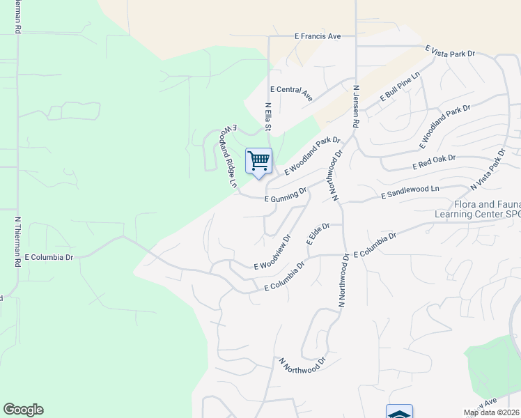 map of restaurants, bars, coffee shops, grocery stores, and more near 7723 East Gunning Lane in Spokane