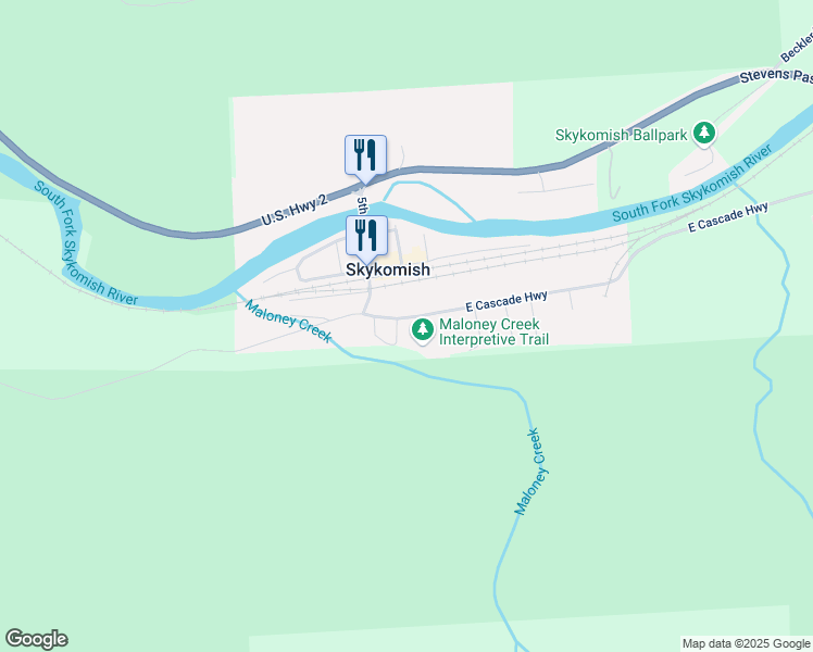 map of restaurants, bars, coffee shops, grocery stores, and more near 105 Thelma Street in Skykomish