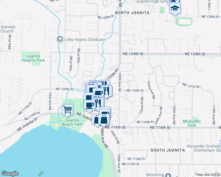 map of restaurants, bars, coffee shops, grocery stores, and more near 12014 98th Avenue Northeast in Kirkland