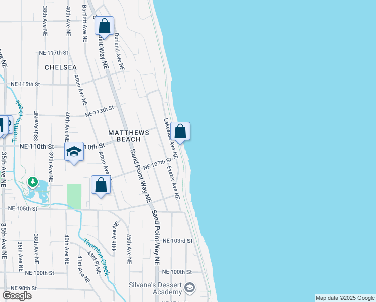 map of restaurants, bars, coffee shops, grocery stores, and more near 10660 Riviera Place Northeast in Seattle