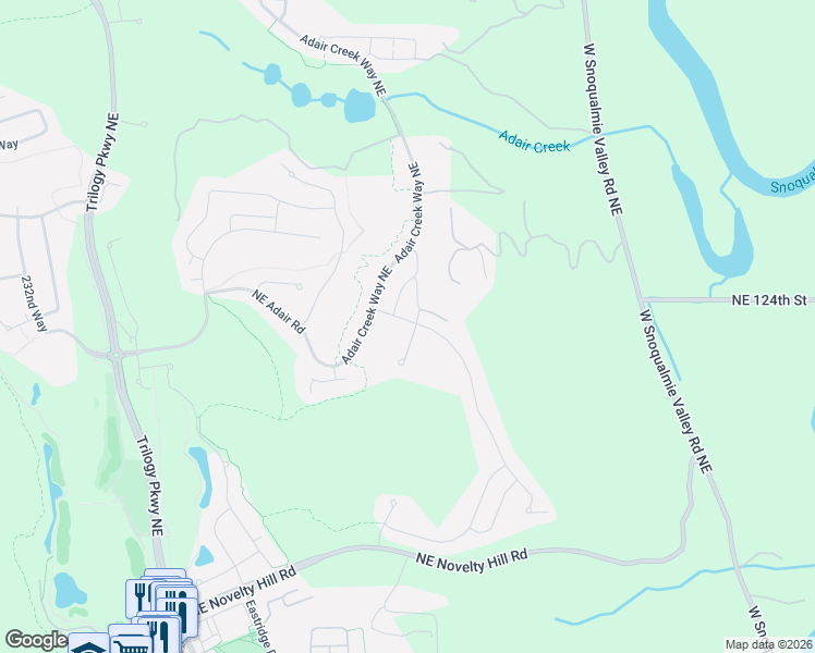 map of restaurants, bars, coffee shops, grocery stores, and more near 12263 243rd Place Northeast in Redmond