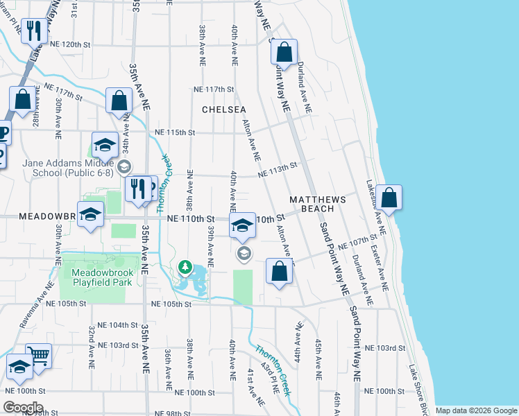 map of restaurants, bars, coffee shops, grocery stores, and more near 11015 Alton Avenue Northeast in Seattle