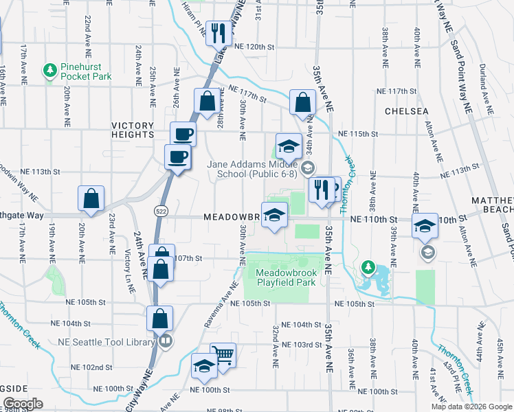 map of restaurants, bars, coffee shops, grocery stores, and more near 11021 31st Avenue Northeast in Seattle
