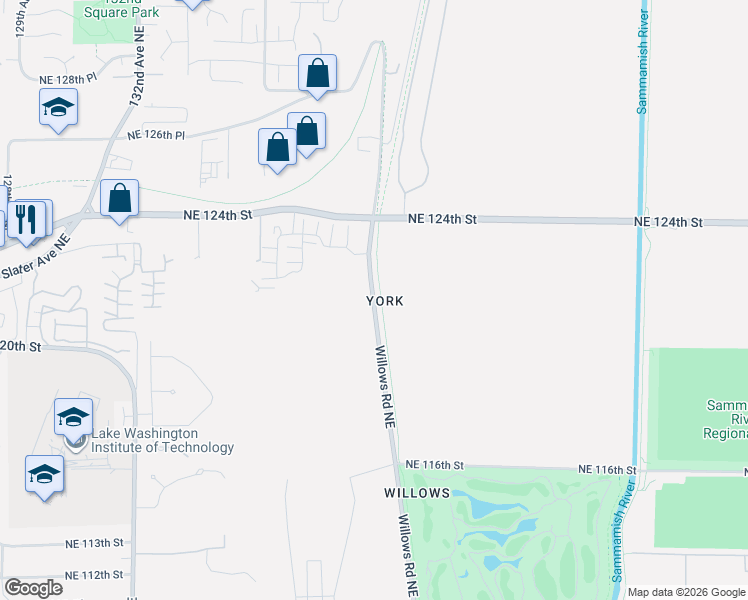 map of restaurants, bars, coffee shops, grocery stores, and more near 12023 Willows Road in Redmond