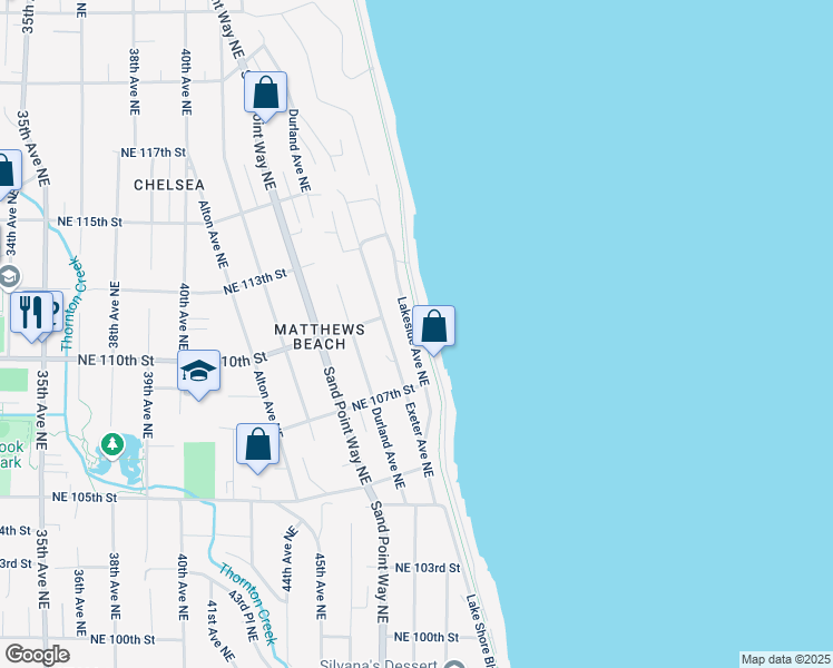 map of restaurants, bars, coffee shops, grocery stores, and more near 10749 Lakeside Avenue Northeast in Seattle