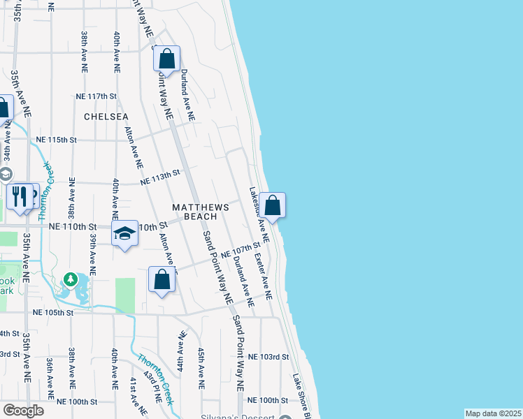map of restaurants, bars, coffee shops, grocery stores, and more near 10749 Lakeside Avenue Northeast in Seattle