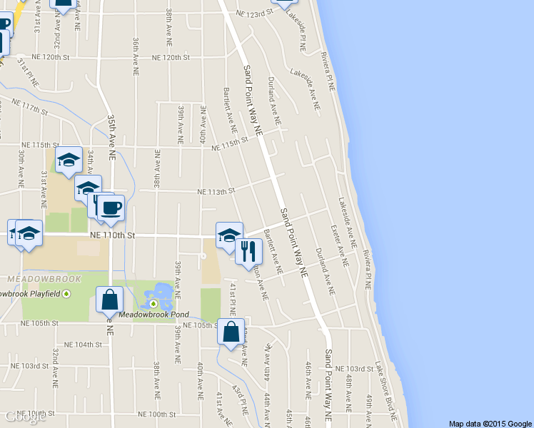 map of restaurants, bars, coffee shops, grocery stores, and more near 11018 Bartlett Avenue Northeast in Seattle