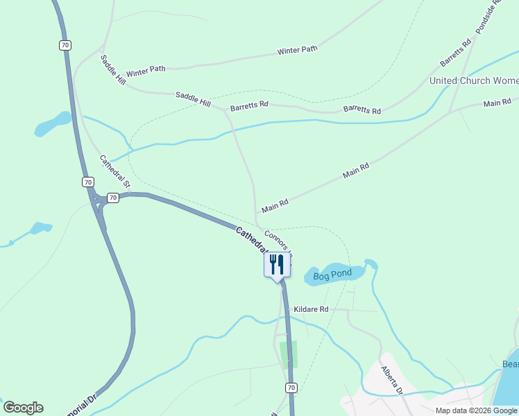 map of restaurants, bars, coffee shops, grocery stores, and more near Saddle Hill in Harbour Grace