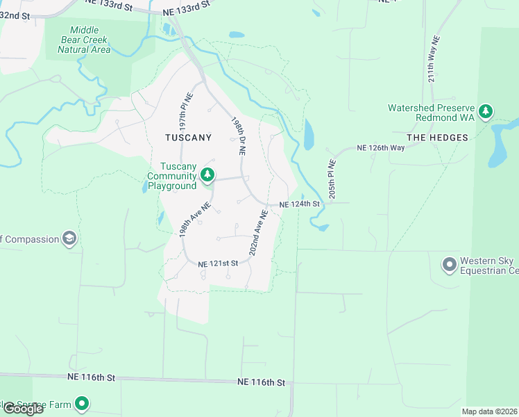 map of restaurants, bars, coffee shops, grocery stores, and more near 12215 202nd Avenue Northeast in Woodinville