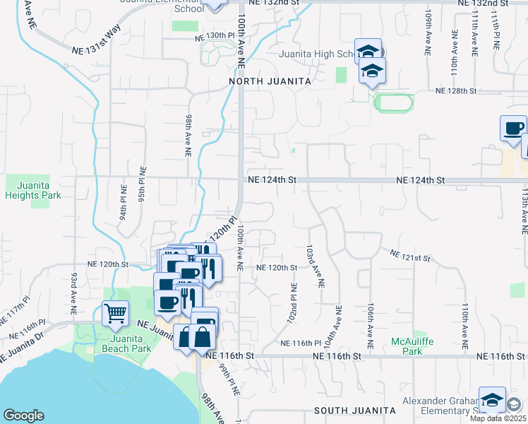 map of restaurants, bars, coffee shops, grocery stores, and more near in Kirkland