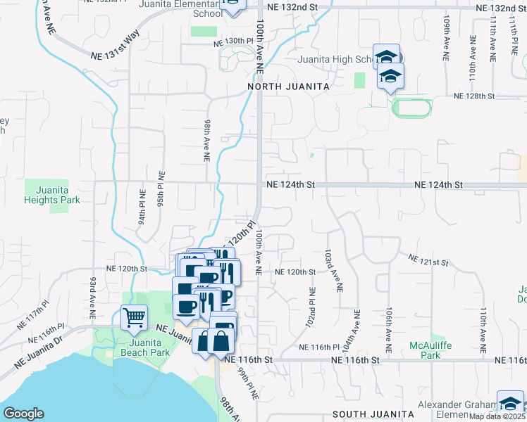map of restaurants, bars, coffee shops, grocery stores, and more near in Kirkland
