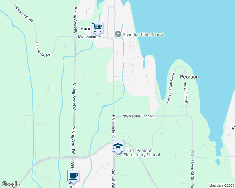 map of restaurants, bars, coffee shops, grocery stores, and more near 16300 Scandia Road Northwest in Poulsbo