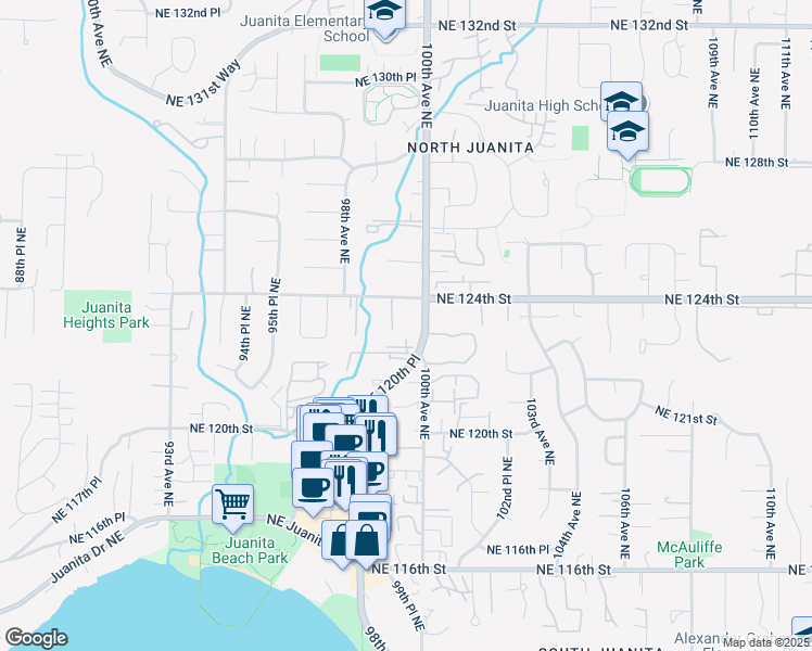 map of restaurants, bars, coffee shops, grocery stores, and more near 12221-12229 100th Avenue Northeast in Kirkland