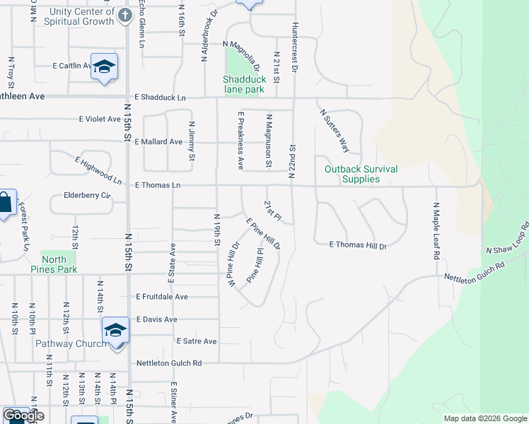 map of restaurants, bars, coffee shops, grocery stores, and more near 3529 21st Place in Coeur d'Alene